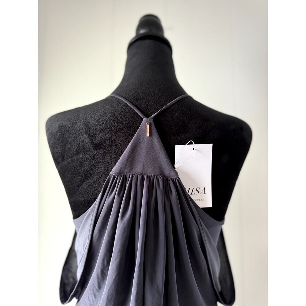 MISA Los Angeles Gray/Smokey Black Domino Draped Front Tie Dress Size XS - Picture 5 of 8